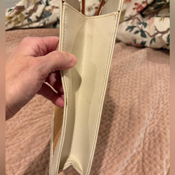 Elegant Vintage Tan and Cream Women's Handbag Great Condition Weave Woven - Picture 9 of 10